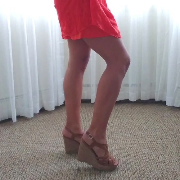 Madden Girl Brown Cognac Cork-heel Wedges - Picture 5 of 5